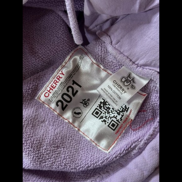 Cherry Los Angeles Hoodie XS Adults Purple Double Knit Fleece Drawstring Waist - Picture 10 of 11